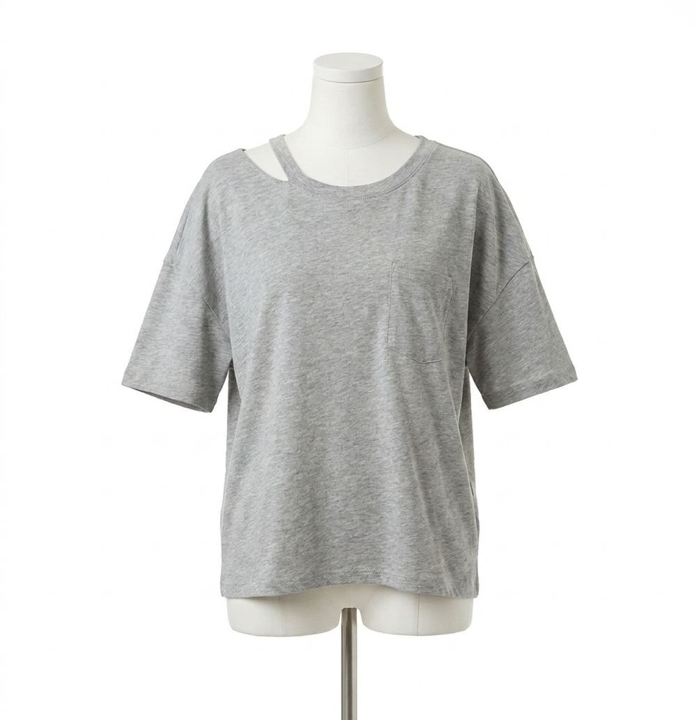 NEW CHASER vintage jersey vented short sleeve pocket tee in heather grey